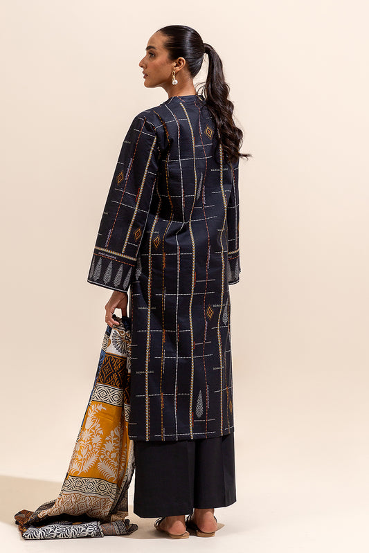 2 PIECE PRINTED LAWN SUIT-NEBULOUS LINES (UNSTITCHED)