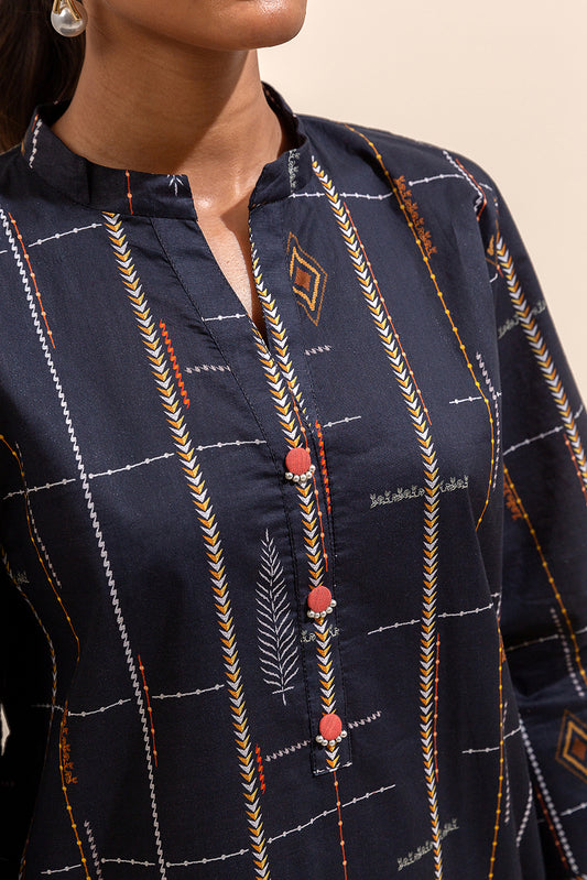 2 PIECE PRINTED LAWN SUIT-NEBULOUS LINES (UNSTITCHED)