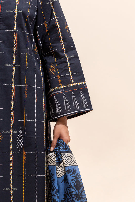 2 PIECE PRINTED LAWN SUIT-NEBULOUS LINES (UNSTITCHED)