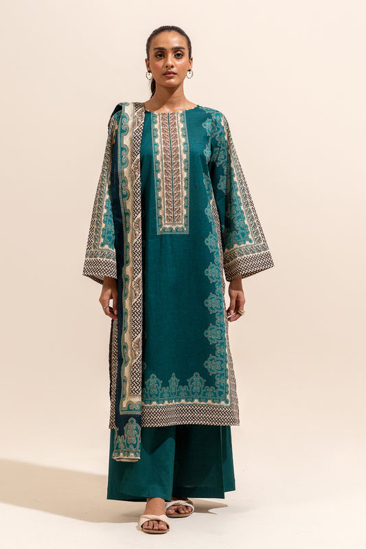 3 PIECE PRINTED LAWN SUIT-MOSSY FOREST (UNSTITCHED)