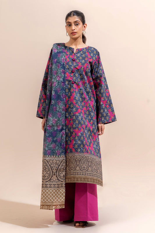 3 PIECE PRINTED LAWN SUIT-INCANTATION PINK (UNSTITCHED)