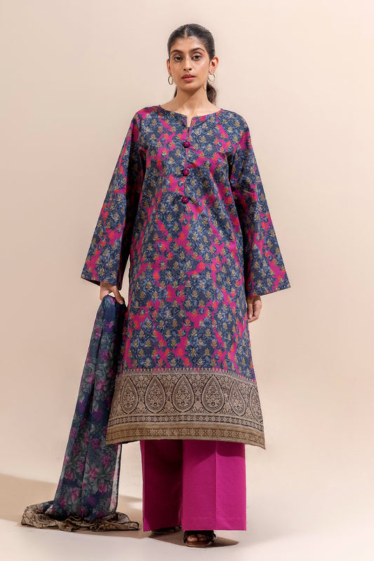 3 PIECE PRINTED LAWN SUIT-INCANTATION PINK (UNSTITCHED)