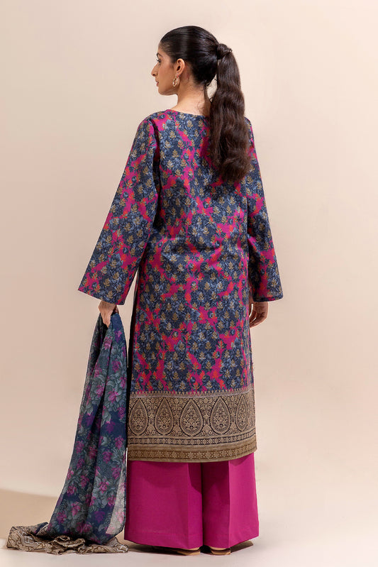 3 PIECE PRINTED LAWN SUIT-INCANTATION PINK (UNSTITCHED)