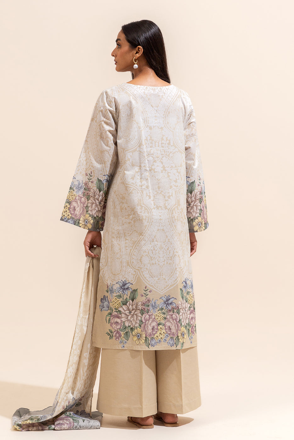 3 PIECE PRINTED LAWN SUIT-ROSY MORNING (UNSTITCHED)