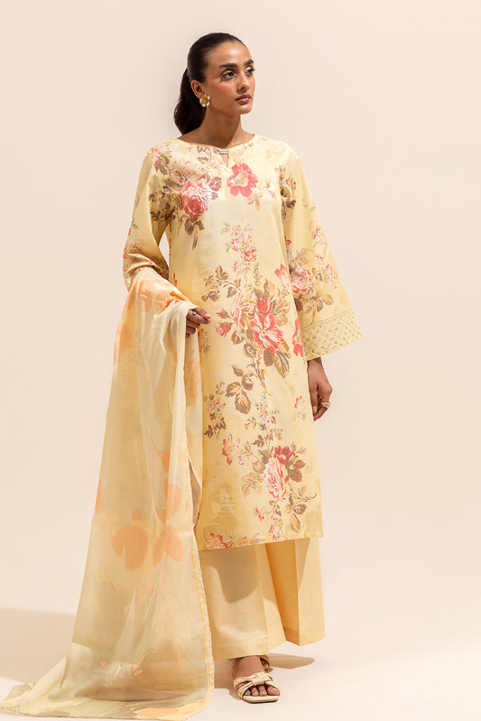 3 PIECE PRINTED LAWN SUIT-VINTAGE VEIL (UNSTITCHED)