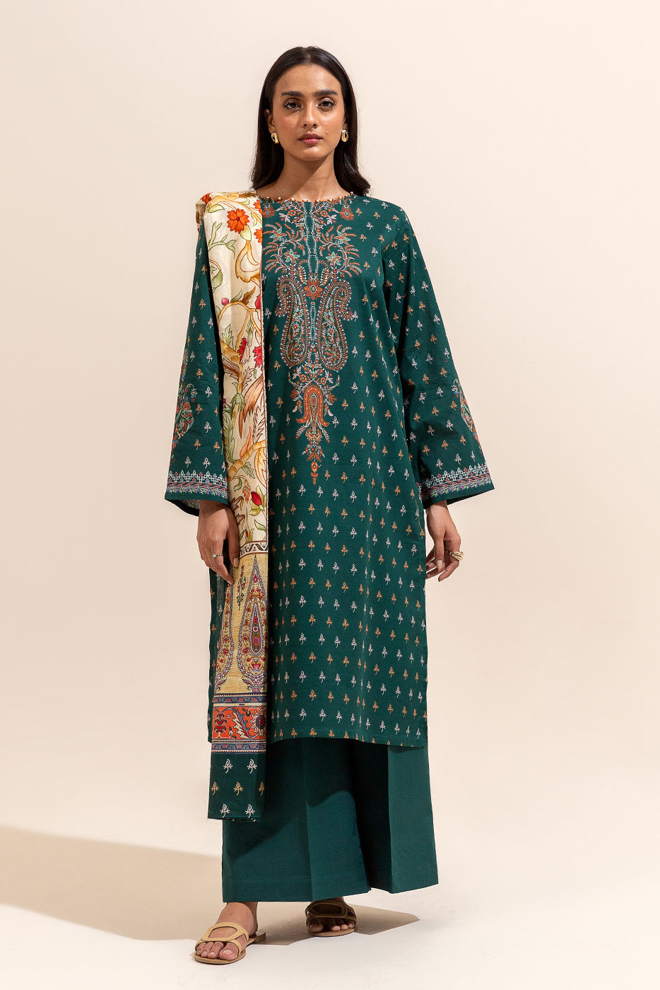 3 PIECE PRINTED LAWN SUIT-PAISLEY POISON (UNSTITCHED)