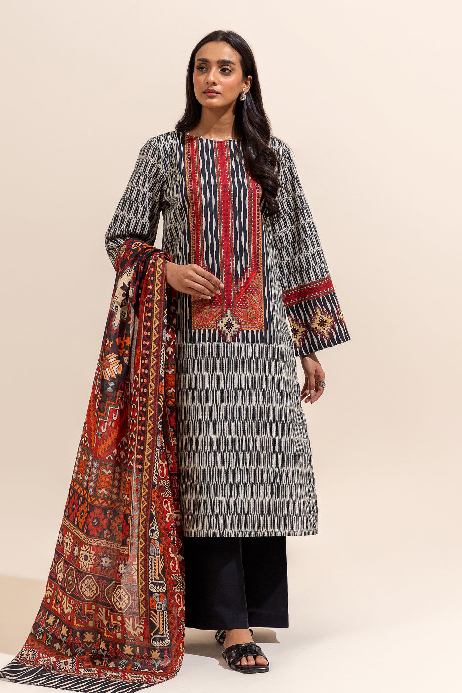 3 PIECE PRINTED LAWN SUIT-TRIBAL TRACE (UNSTITCHED)