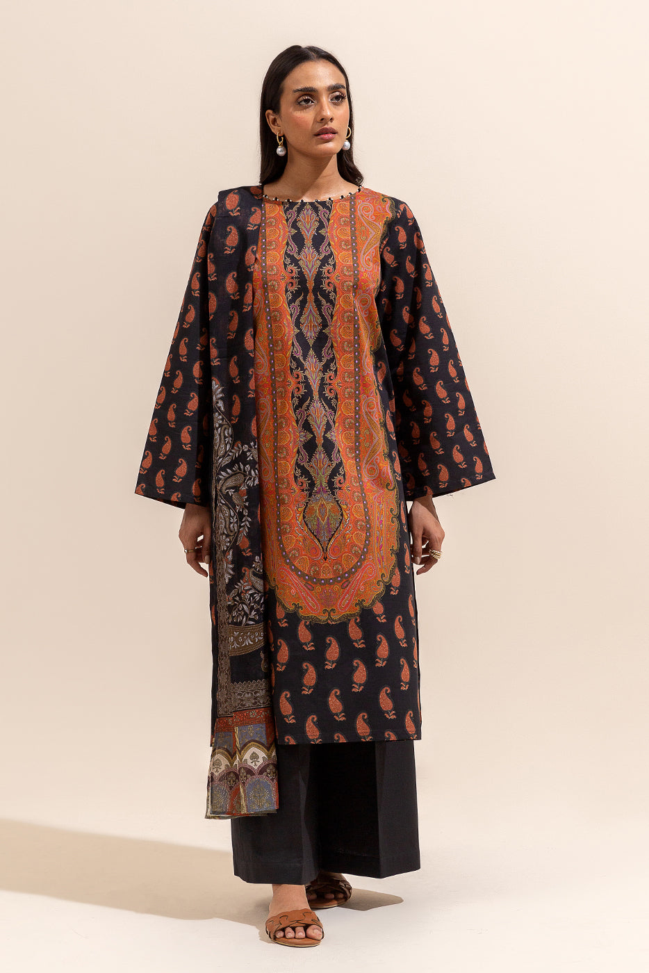 2 PIECE PRINTED LAWN SUIT-MYSTIQUE SUNSET (UNSTITCHED)