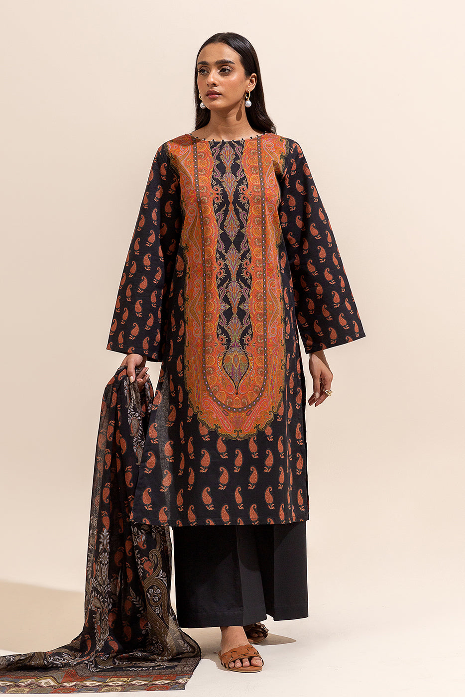 3 PIECE PRINTED LAWN SUIT-MYSTIQUE SUNSET (UNSTITCHED)