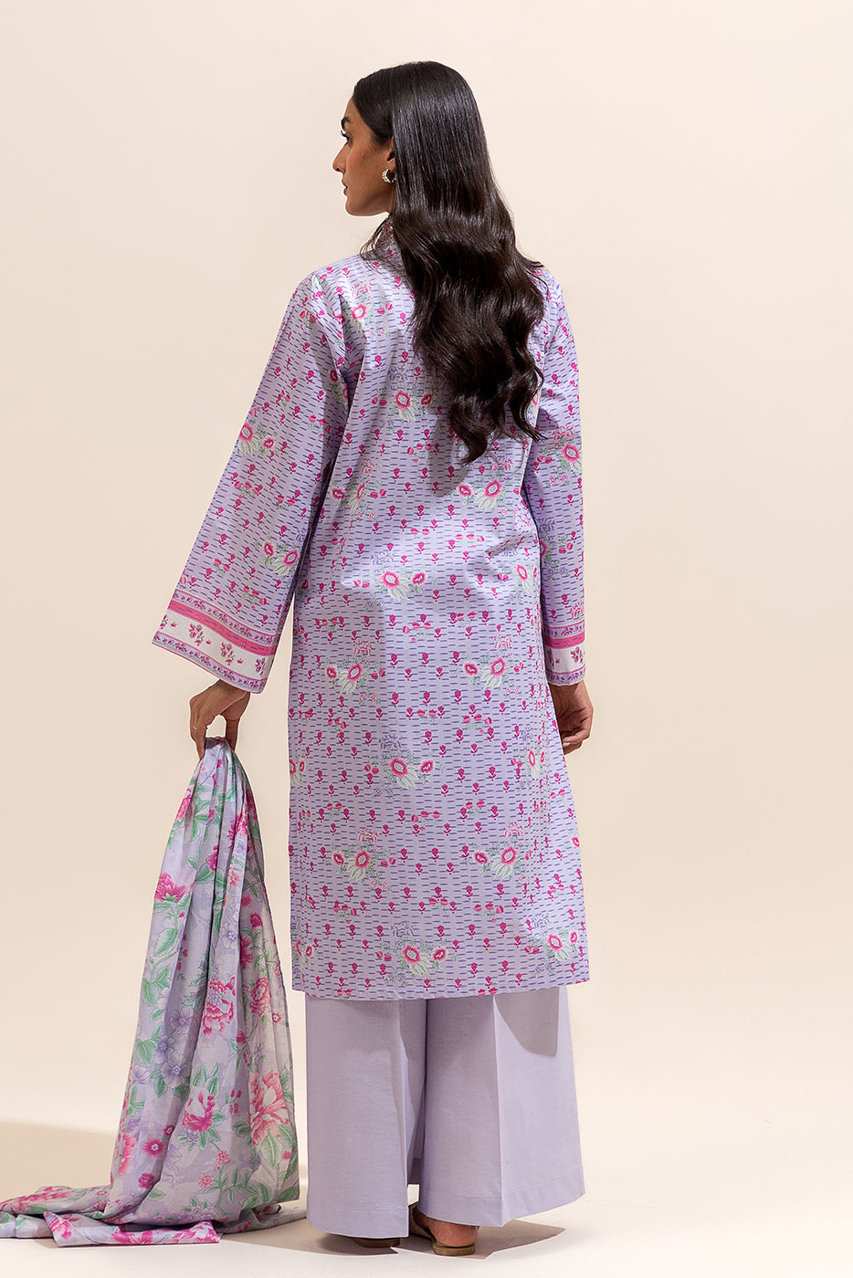 3 PIECE EMBROIDERED LAWN SUIT-LAVENDER BLOOM ( UNSTITCHED)