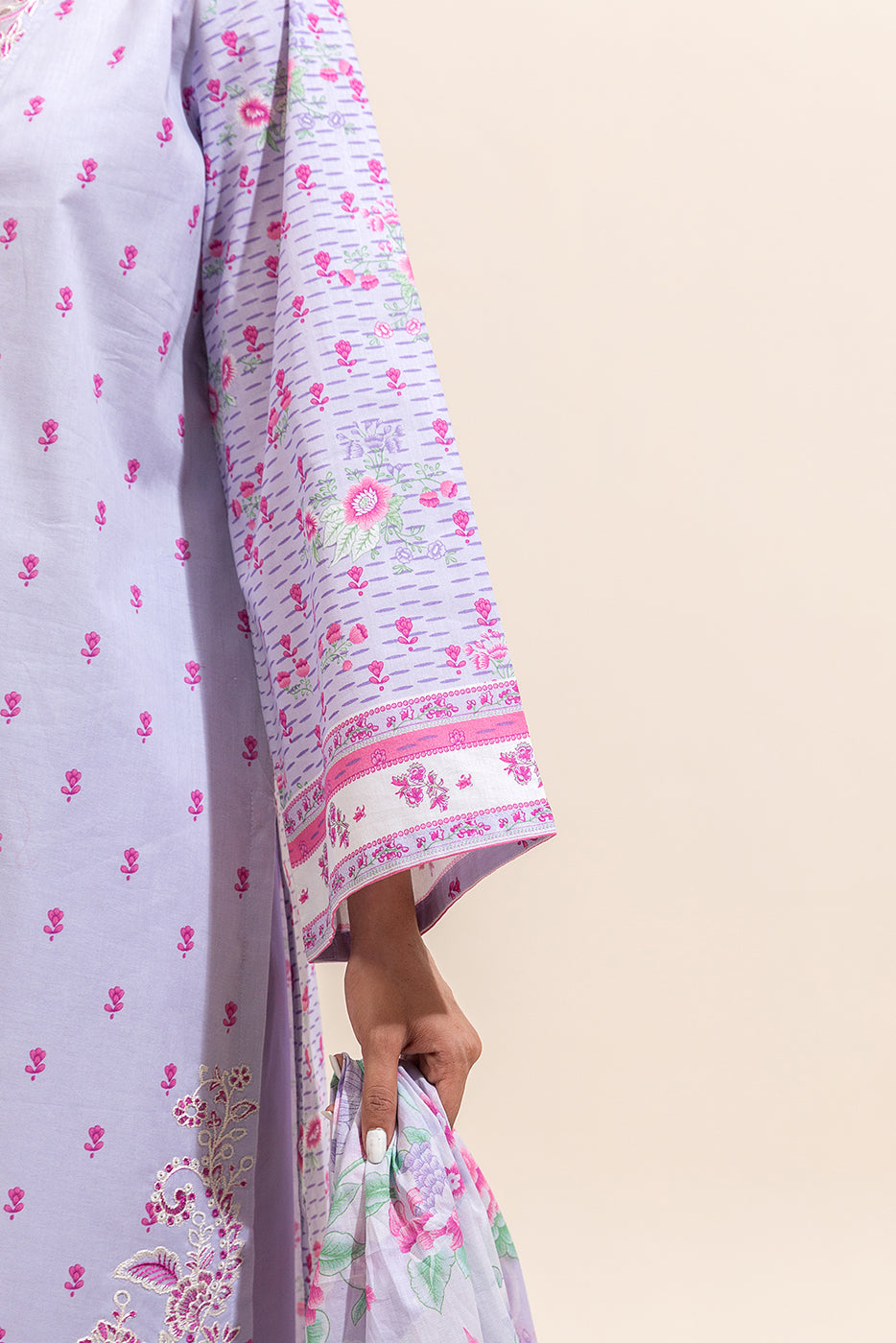 3 PIECE EMBROIDERED LAWN SUIT-LAVENDER BLOOM ( UNSTITCHED)