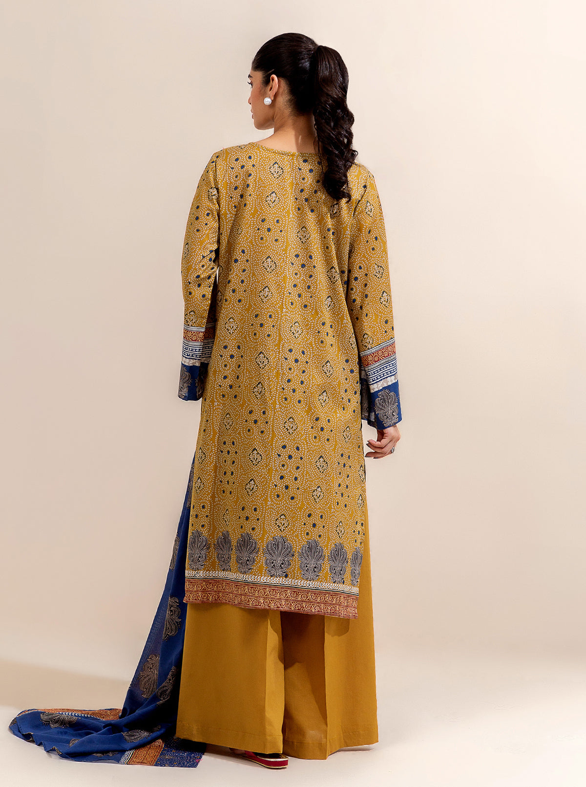 3 PIECE EMBROIDERED LAWN-OLD GOLD BT-MORBAGH SU_24   