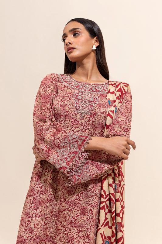 3 PIECE EMBROIDERED LAWN SUIT-MAUVE HAZE ( UNSTITCHED)