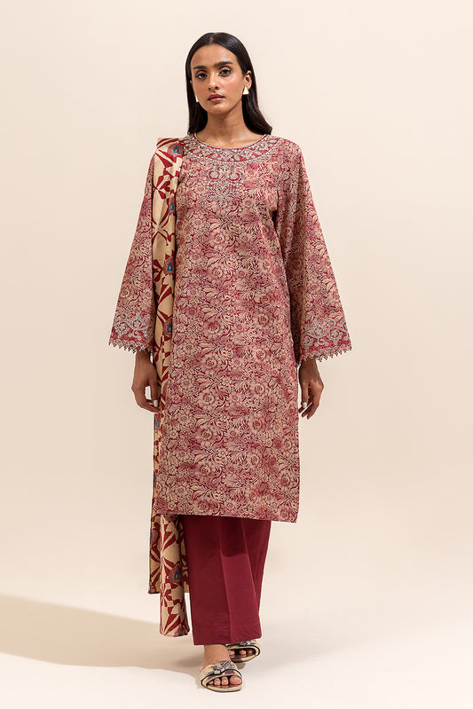 3 PIECE EMBROIDERED LAWN SUIT-MAUVE HAZE ( UNSTITCHED)