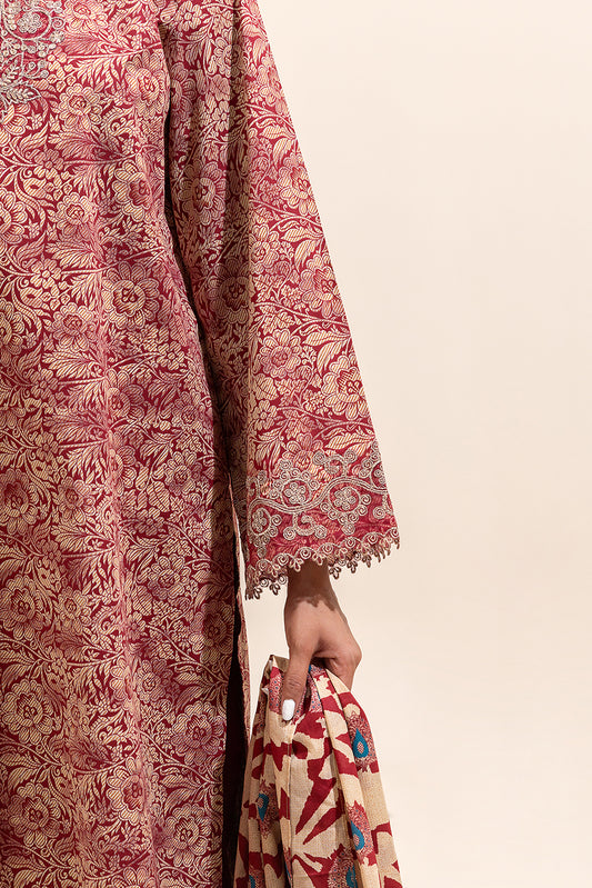 3 PIECE EMBROIDERED LAWN SUIT-MAUVE HAZE ( UNSTITCHED)