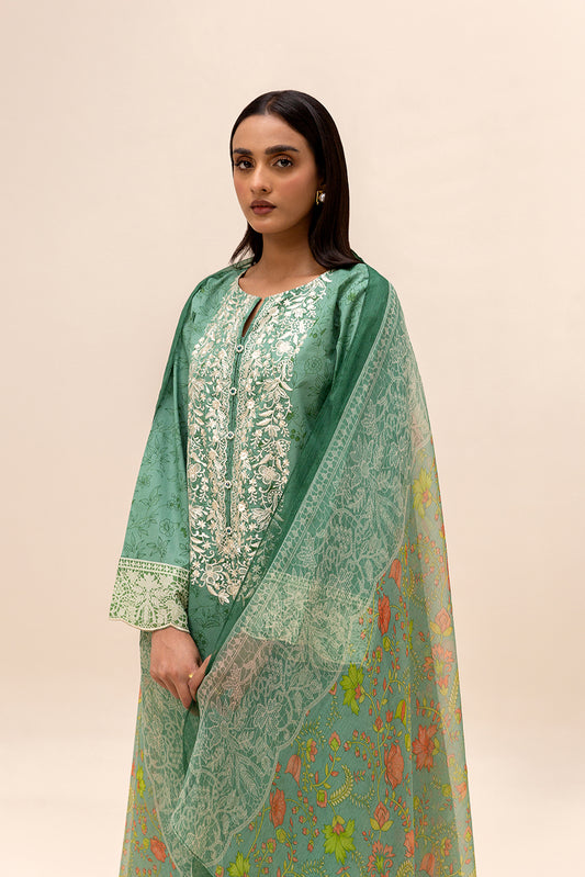 3 PIECE EMBROIDERED LAWN SUIT-SAGE MUSK (UNSTITCHED)