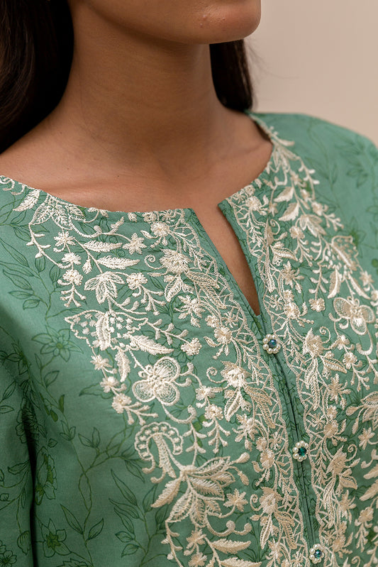 3 PIECE EMBROIDERED LAWN SUIT-SAGE MUSK (UNSTITCHED)