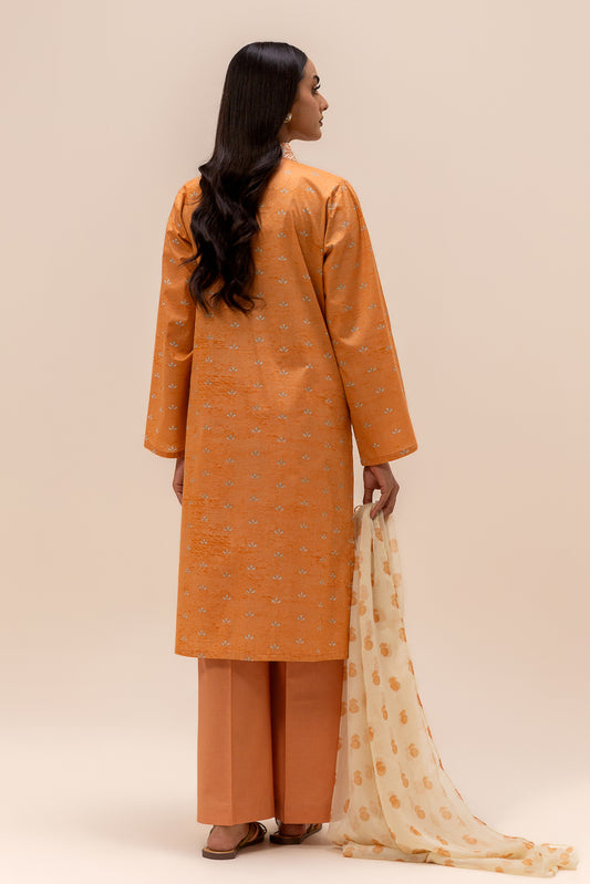 3 PIECE EMBROIDERED LAWN SUIT-AMBER WOOD (UNSTITCHED)