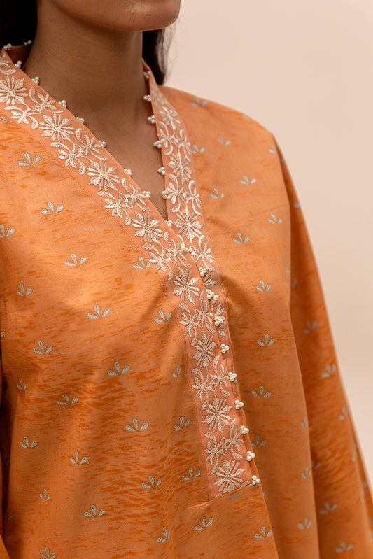 3 PIECE EMBROIDERED LAWN SUIT-AMBER WOOD (UNSTITCHED)