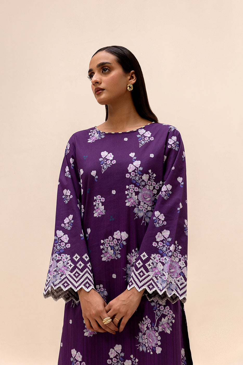 2 PIECE PRINTED LAWN SUIT-AMARANTH ANGLE (UNSTITCHED)