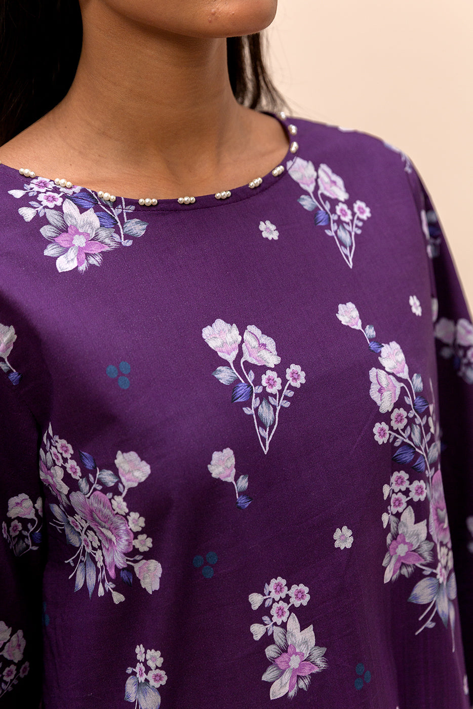 2 PIECE PRINTED LAWN SUIT-AMARANTH ANGLE (UNSTITCHED)