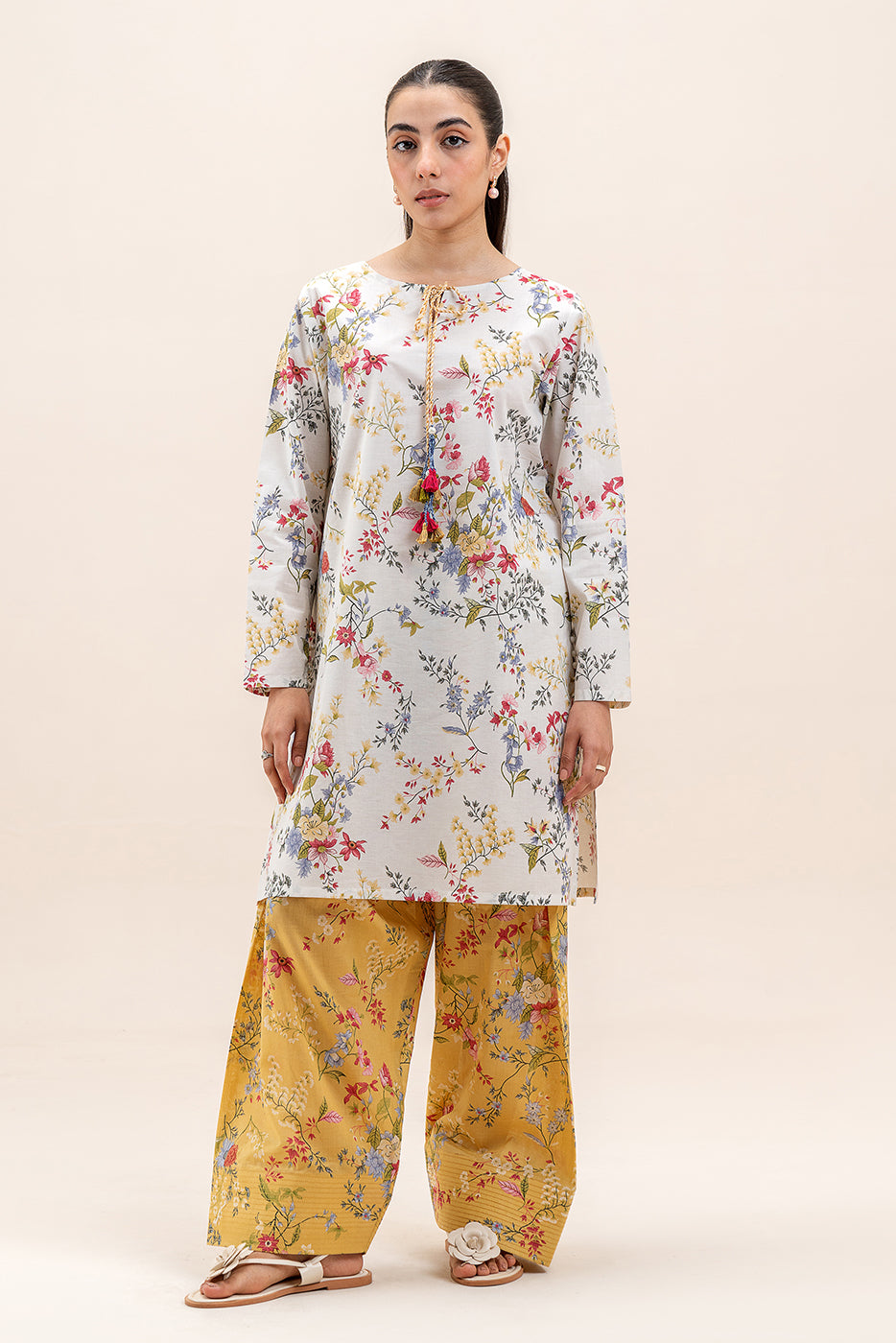 2 PIECE PRINTED LAWN SUIT-FLORAL PEARL (UNSTITCHED)