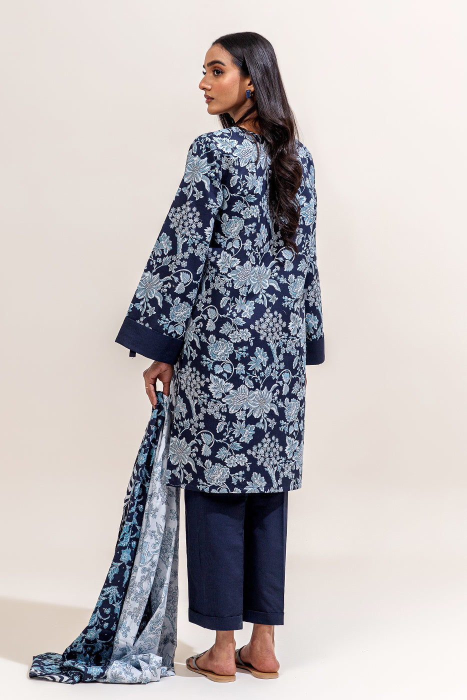 2 PIECE PRINTED LAWN SUIT-MELODY BLUE (UNSTITCHED)