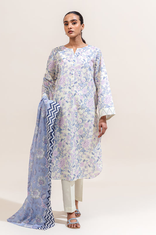 2 PIECE PRINTED LAWN SUIT-LAVENDER BLOOM (UNSTITCHED)