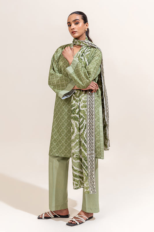 2 PIECE PRINTED LAWN SUIT-MOSS MAZE (UNSTITCHED)