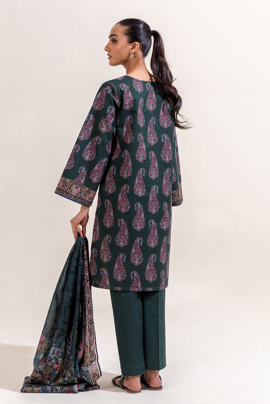 3 PIECE PRINTED LAWN SUIT-BOANICAL GARDEN (UNSTITCHED)