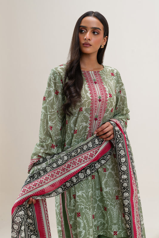 3 PIECE PRINTED LAWN SUIT-BAROQUE MEADOW (UNSTITCHED)
