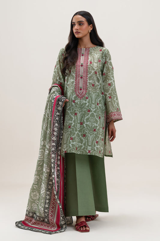 3 PIECE PRINTED LAWN SUIT-BAROQUE MEADOW (UNSTITCHED)