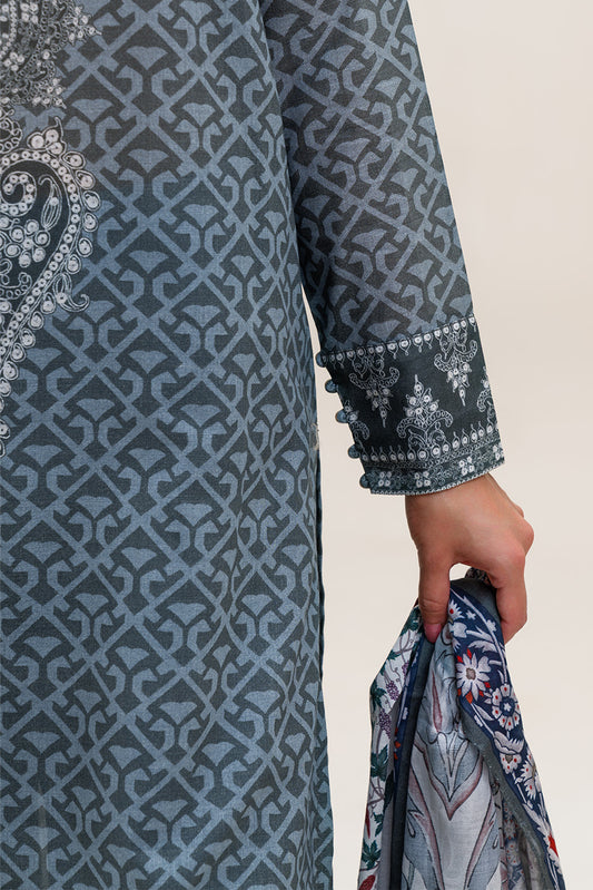 3 PIECE PRINTED LAWN SUIT-LAUREL BAY (UNSTITCHED)