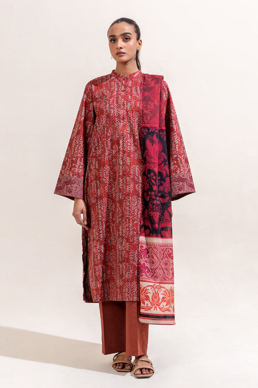 3 PIECE PRINTED LAWN SUIT-SCARLET RIME (UNSTITCHED)