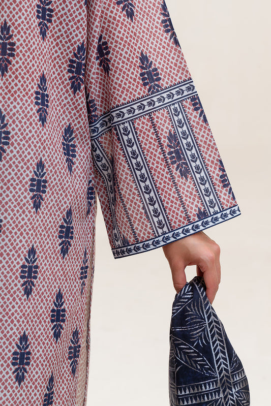 3 PIECE PRINTED LAWN SUIT-ROUGE GLEAM (UNSTITCHED)