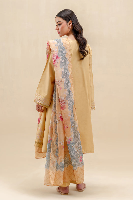 3 PIECE EMBROIDERED LAWN SUIT-GARDENIA HAZE (UNSTITCHED)