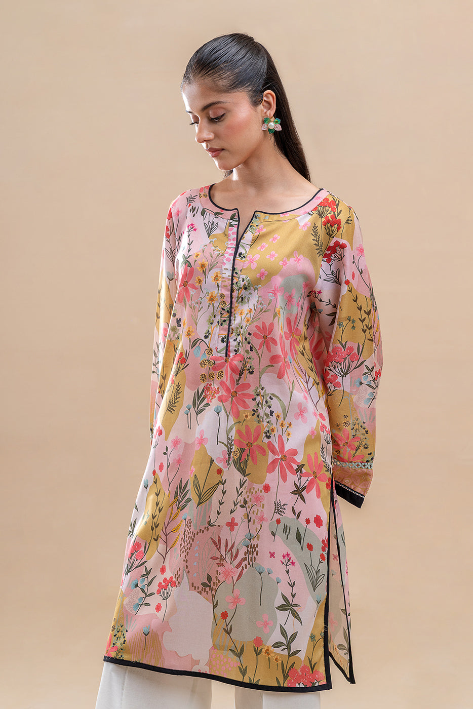 1 PIECE PRINTED LAWN SHIRT-FLORAL MOSAIC (UNSTITCHED)