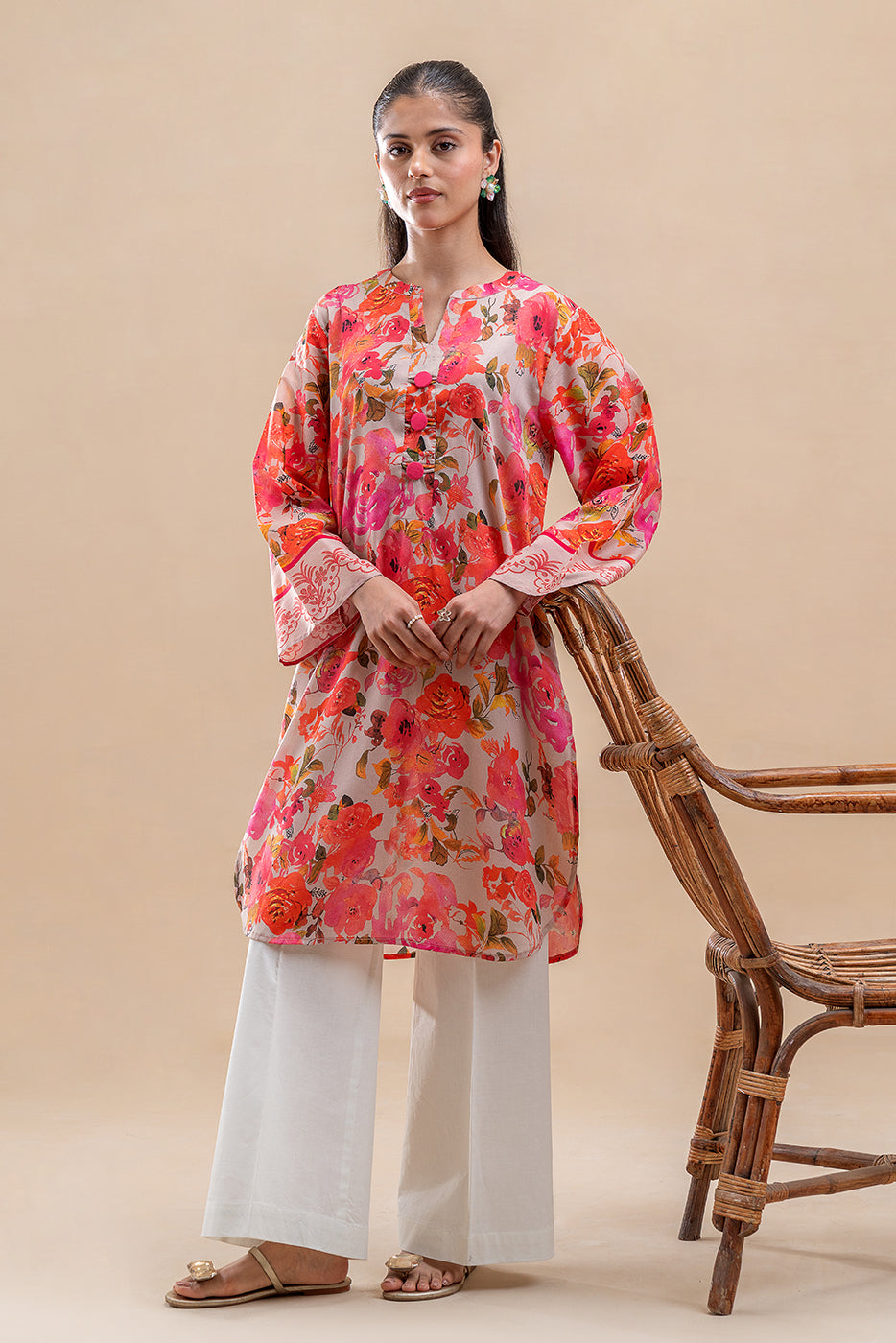 1 PIECE PRINTED LAWN SHIRT-AMBER ORCHID (UNSTITCHED)