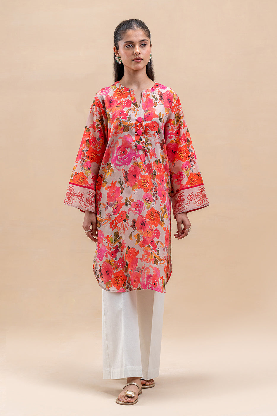 1 PIECE PRINTED LAWN SHIRT-AMBER ORCHID (UNSTITCHED)