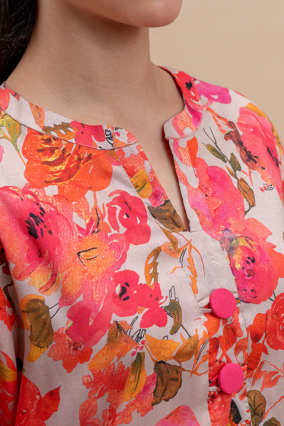 1 PIECE PRINTED LAWN SHIRT-AMBER ORCHID (UNSTITCHED)