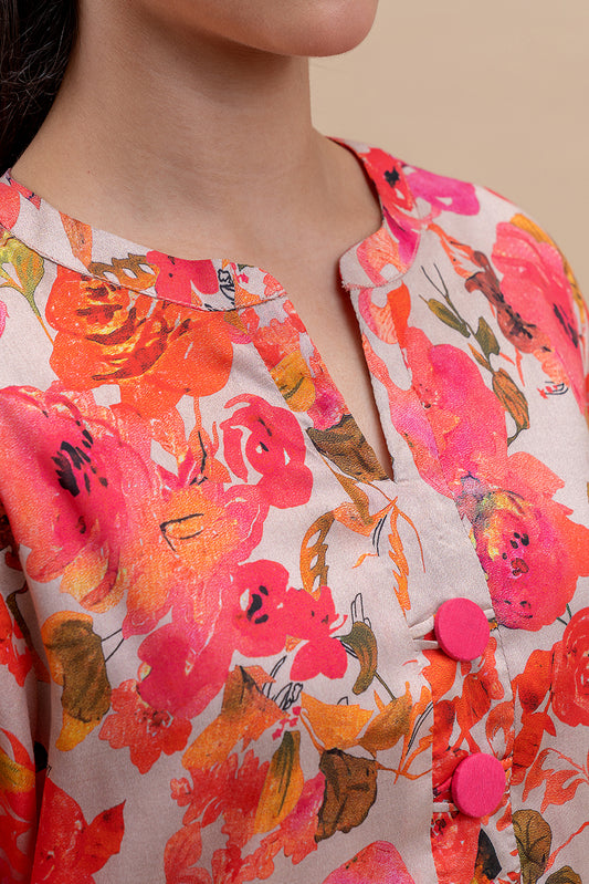 1 PIECE PRINTED LAWN SHIRT-AMBER ORCHID (UNSTITCHED)