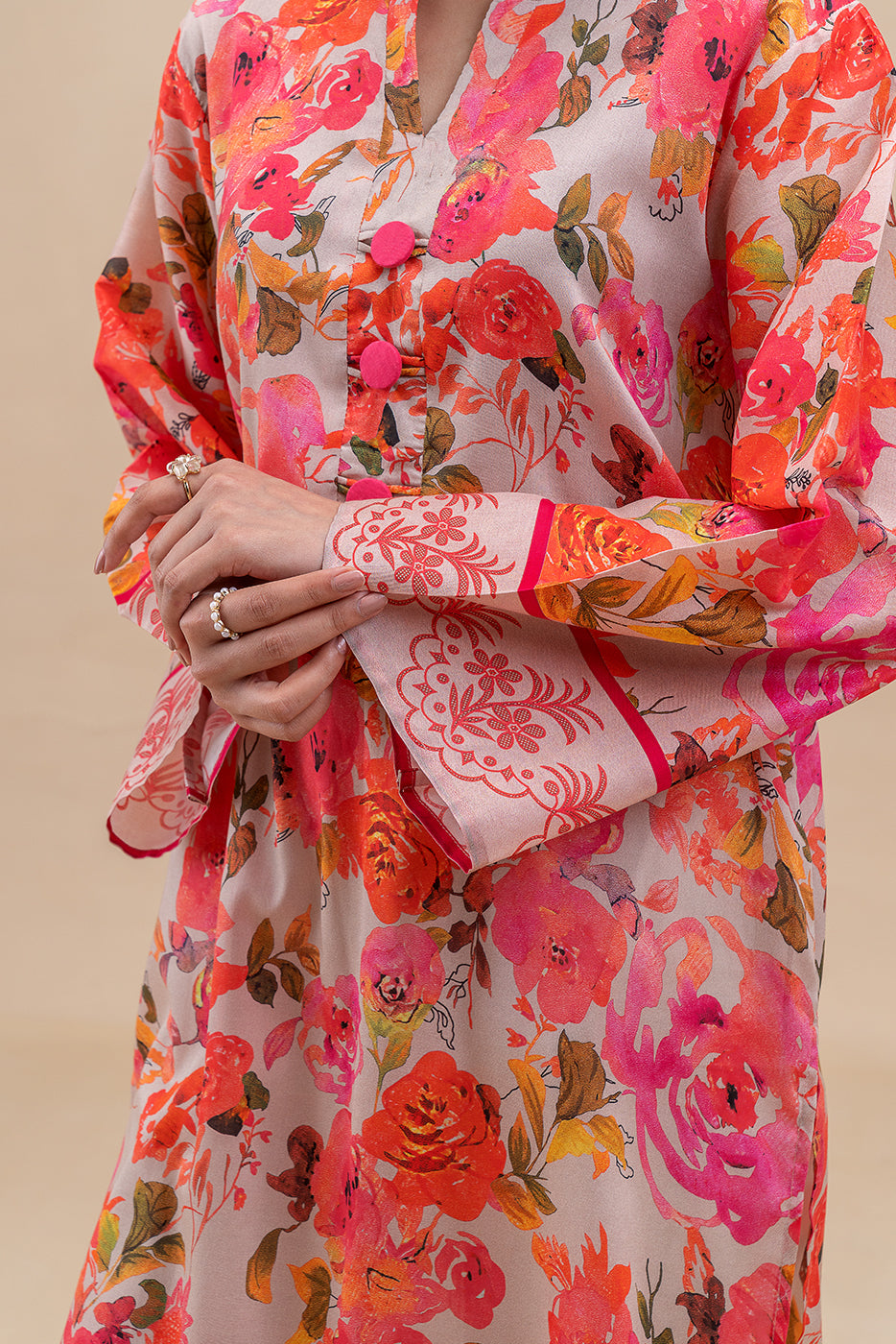 1 PIECE PRINTED LAWN SHIRT-AMBER ORCHID (UNSTITCHED)