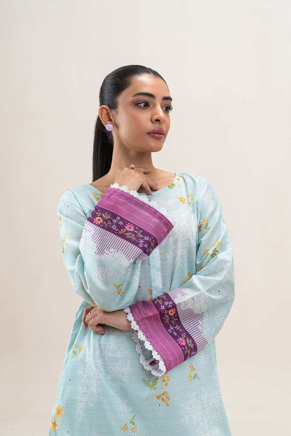 1 PIECE PRINTED LAWN SHIRT-SKY ORCHID (UNSTITCHED)