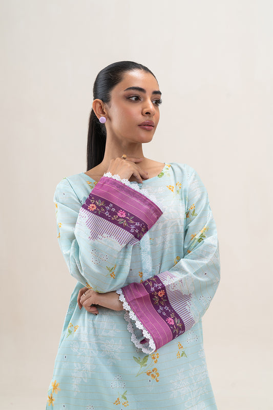 1 PIECE PRINTED LAWN SHIRT-SKY ORCHID (UNSTITCHED)