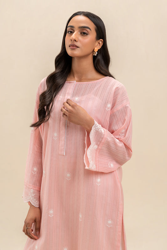 1 PIECE EMBROIDERED LENO KARRA SHIRT-FLORET BLUSH (UNSTITCHED)