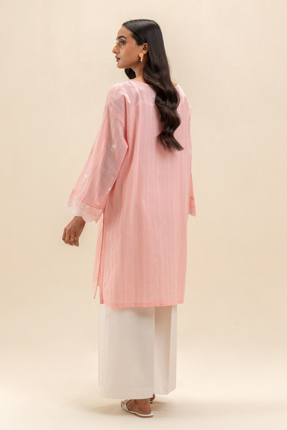 1 PIECE EMBROIDERED LENO KARRA SHIRT-FLORET BLUSH (UNSTITCHED)