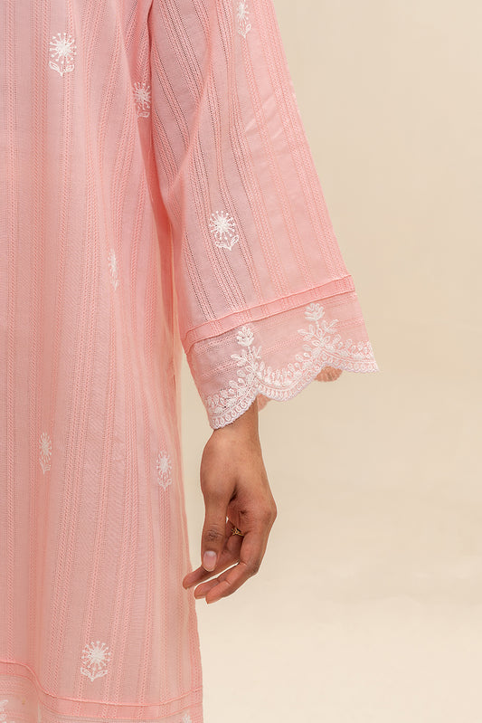 1 PIECE EMBROIDERED LENO KARRA SHIRT-FLORET BLUSH (UNSTITCHED)