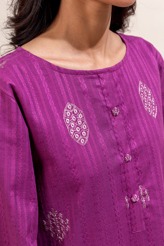 1 PIECE EMBROIDERED LENO KARRA SHIRT-MAUVE HAZE (UNSTITCHED)