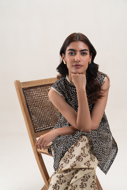 2 PIECE PRINTED LAWN SUIT-SABLE ZEST (UNSTITCHED)