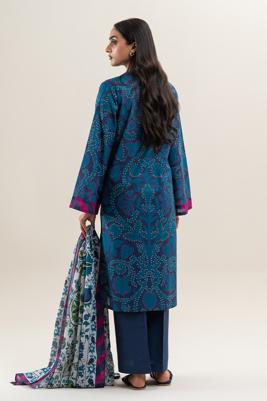 3 PIECE PRINTED LAWN SUIT-PRUSSIAN SHADES (UNSTITCHED)